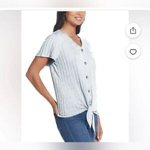 Weatherproof Light blue Button-Down Blouse with tie front, size XS